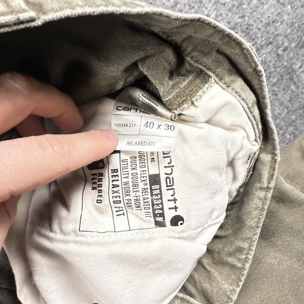 Carhartt Pants Mens 40x30 Brown Rugged Flex Relaxed Duck Canvas Double Knee Work